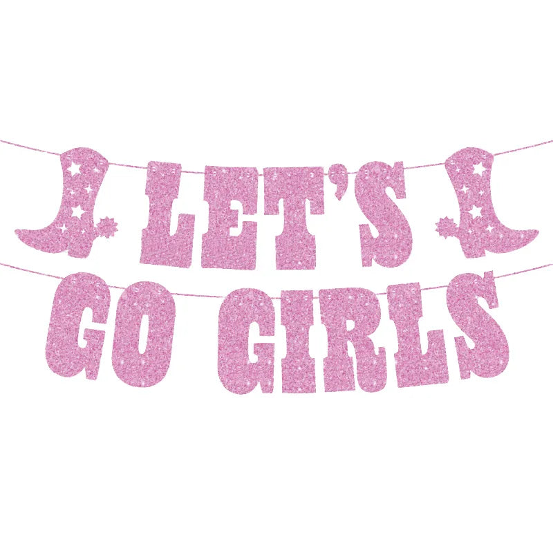 Lets Go Girls Bachelorette Decorations Glitter Banner