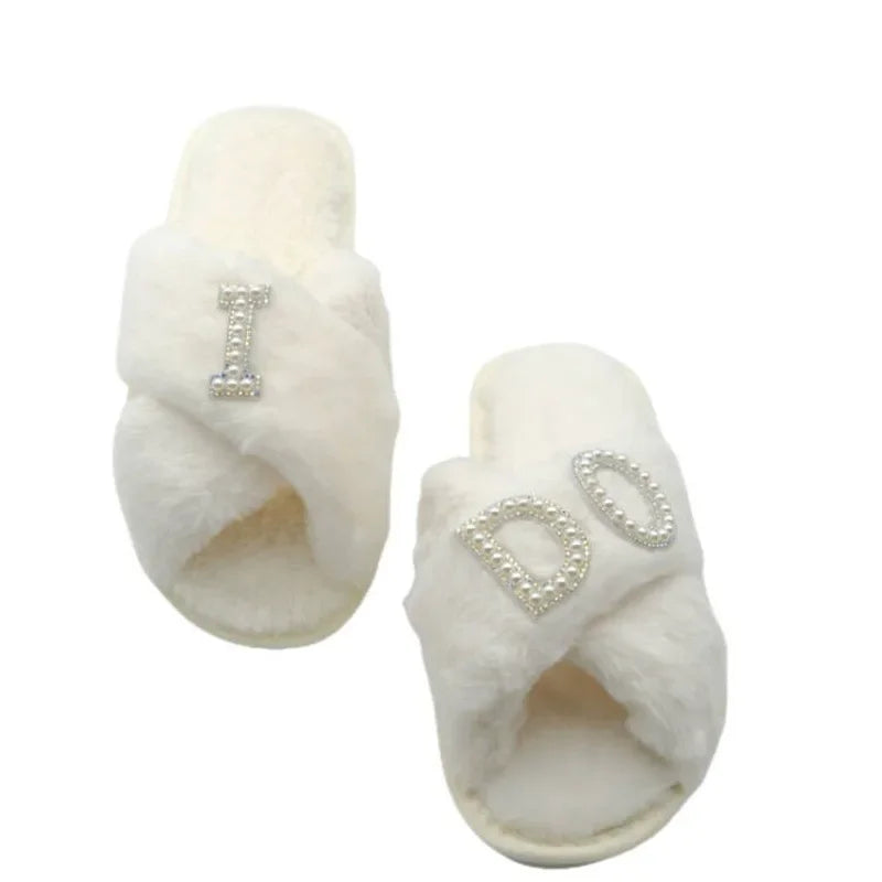 BRIDE/WIFEY Plush Slippers