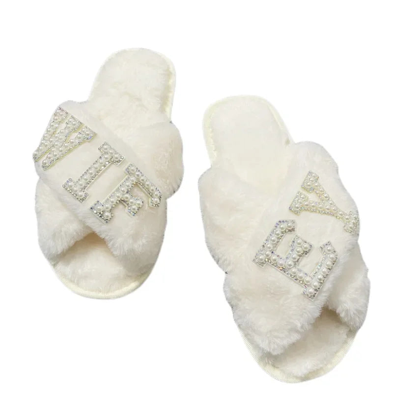 BRIDE/WIFEY Plush Slippers
