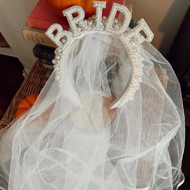 Bride headband and veil accessory