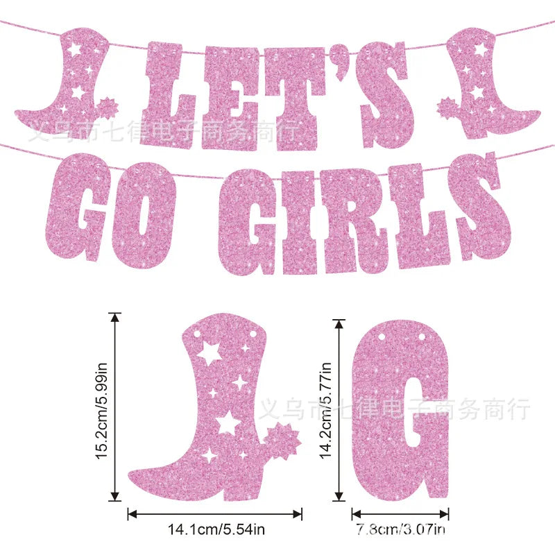 Lets Go Girls Bachelorette Decorations Glitter Banner