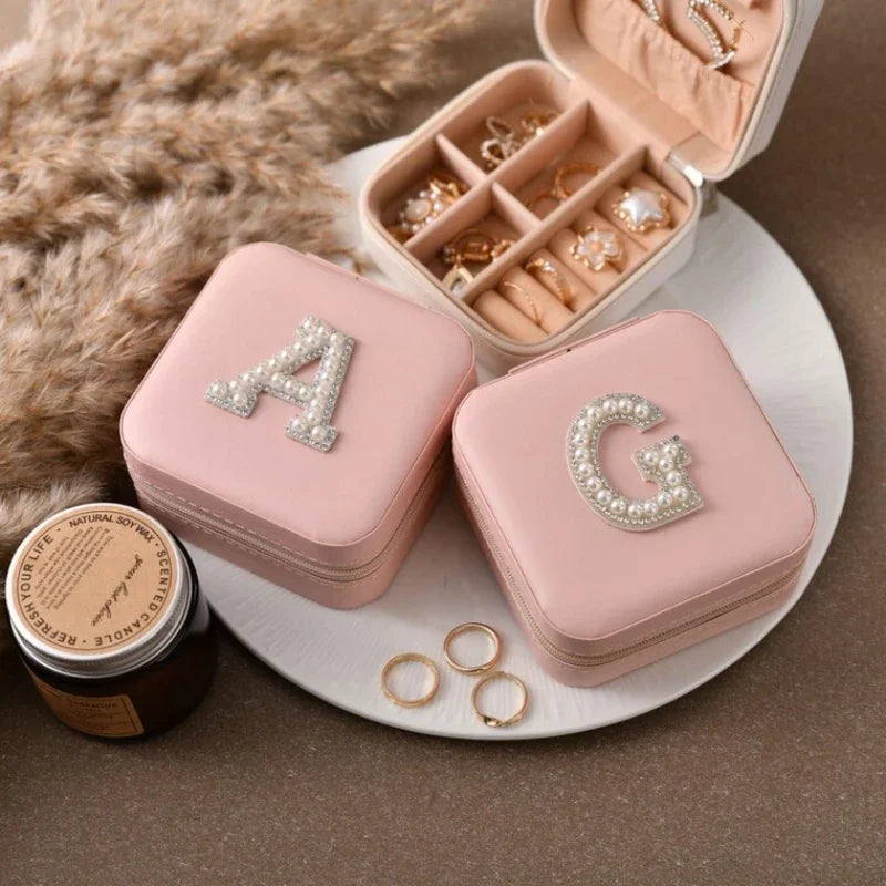 Personalized Initial Travel Jewelry Box for Bridesmaids and Bride to Be
