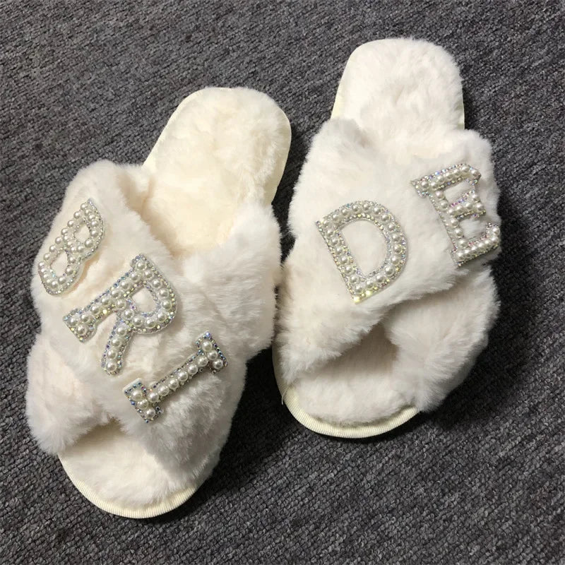 BRIDE/WIFEY Plush Slippers