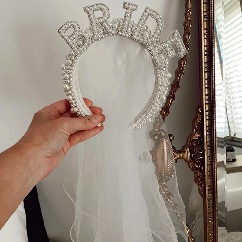 Bride headband and veil accessory