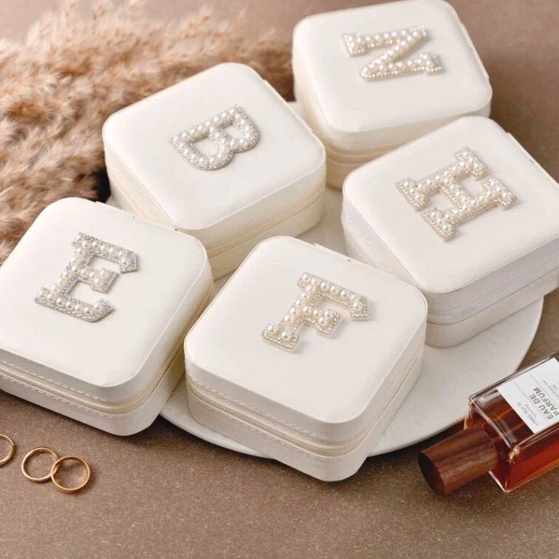 Personalized Initial Travel Jewelry Box for Bridesmaids and Bride to Be