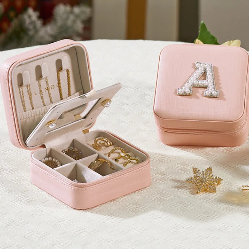 Personalized Initial Travel Jewelry Box for Bridesmaids and Bride to Be